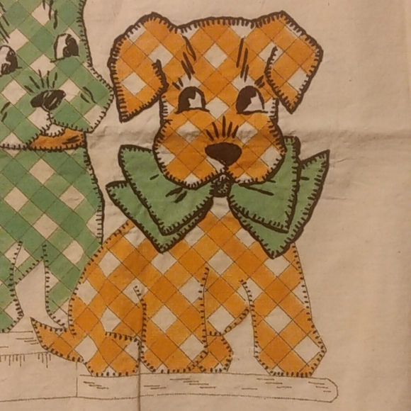VINTAGE SCOTTIE DOG MUSLIN EMBROIDERED PILLOW PART - Picture 2 of 6
